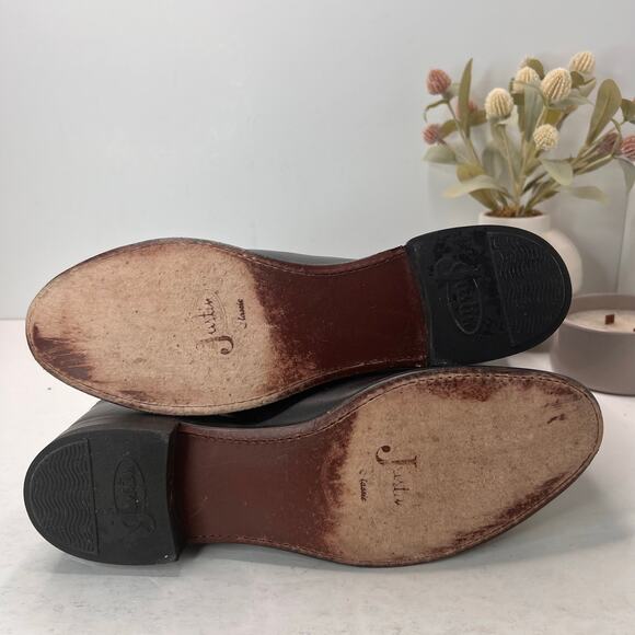 Justin Classic Roper Western Cowboy Leather Boots Black Men's 12E - Picture 8 of 9